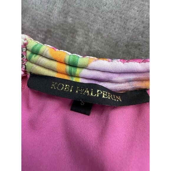 Kobi Halperin Hope Floral Tiered Halter Dress Pink Sleeveless Multi Sz S $498 - Picture 8 of 9